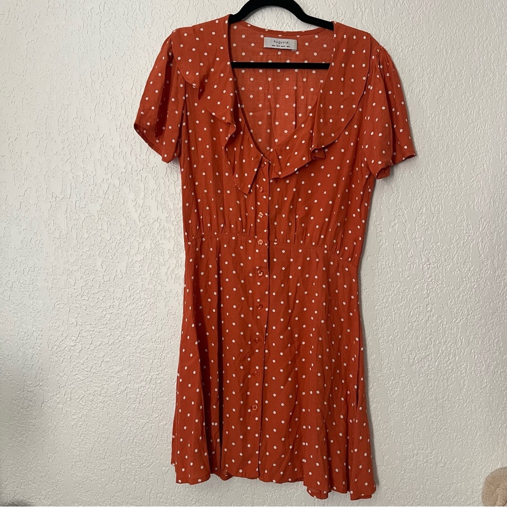 Auguste The Label Rust Lilly Day Classic Polka Dot Mini Dress Size 4 - Picture 5 of 12